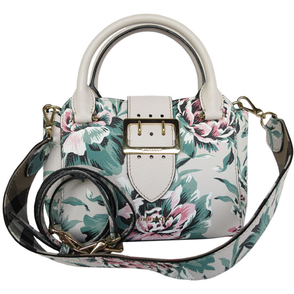 Burberry 2way Shoulder Bag leather Gray green pink gold